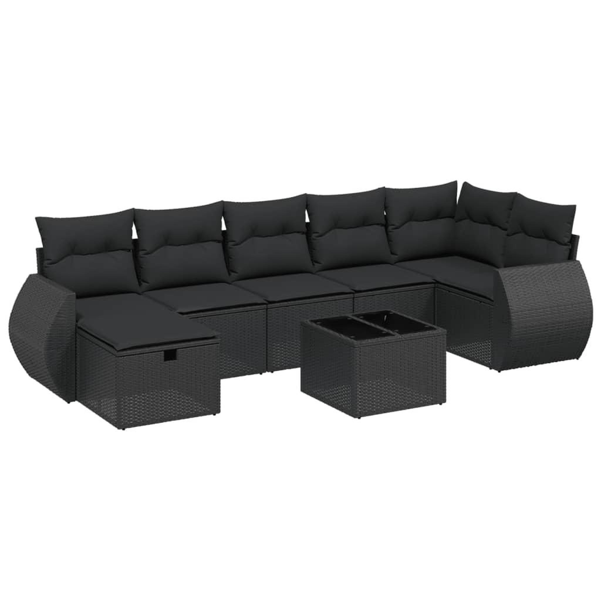 Voir la diapositive 2 : VIDAXL Salon de jardin 8 pcs avec coussins noir resine tressee