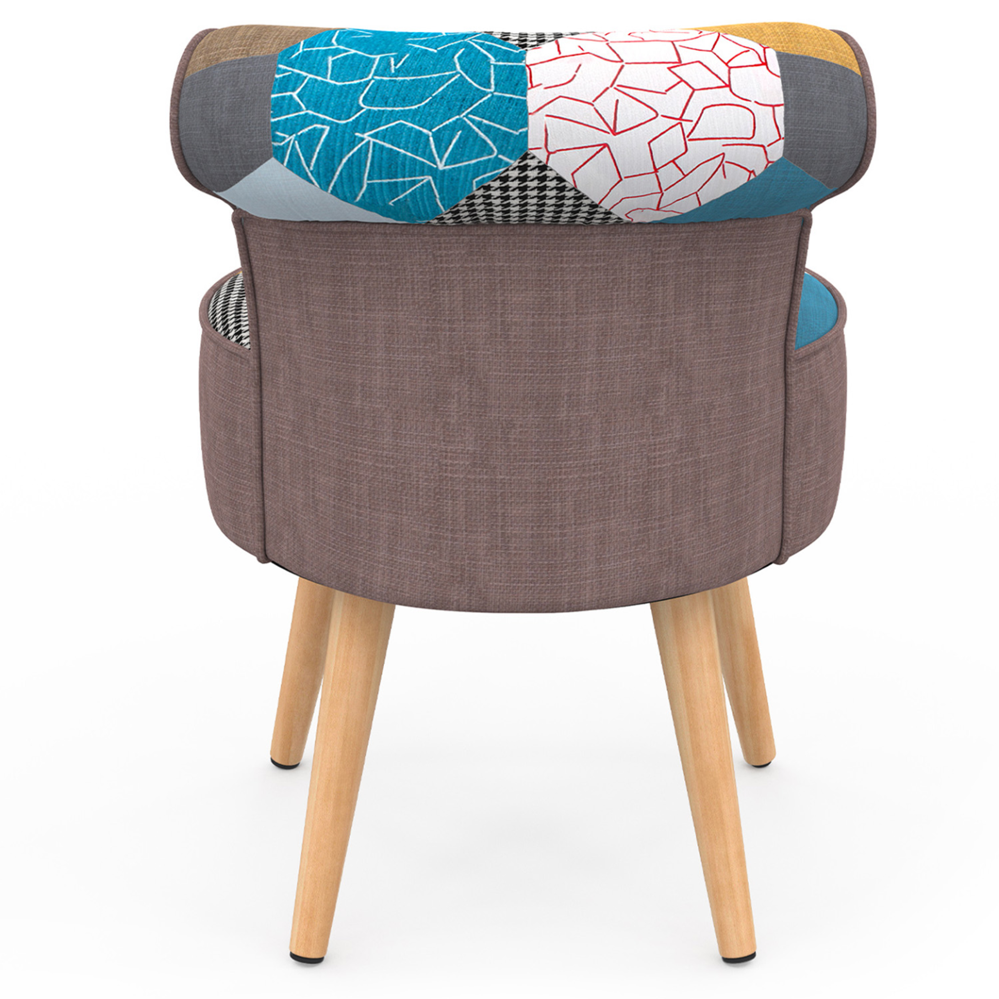 Voir la diapositive 5 : ID MARKET Fauteuil crapaud en tissu patchwork multicouleurs