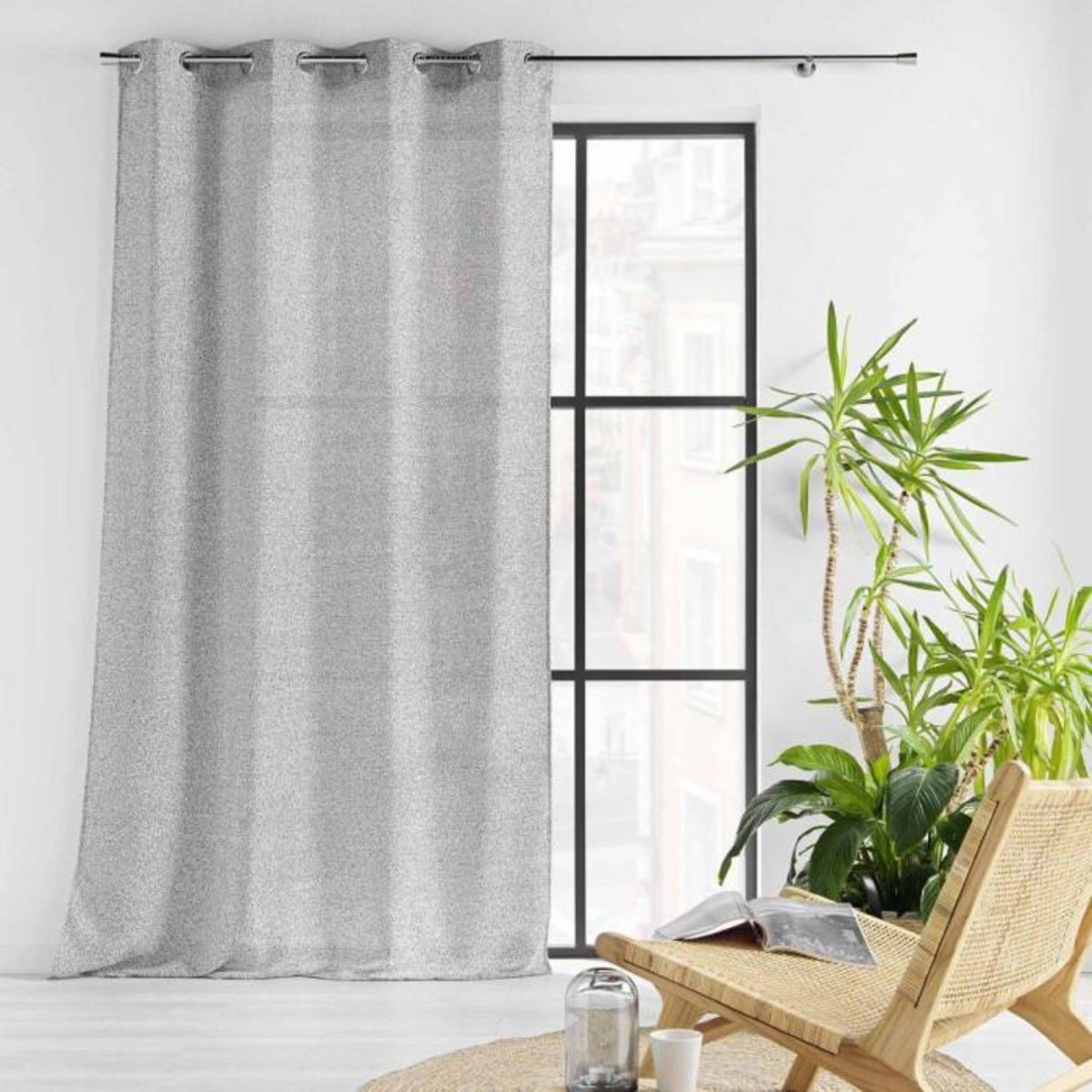 Paris Prix Rideau Voilage à Œillets  Loulaine  140x280cm Gris