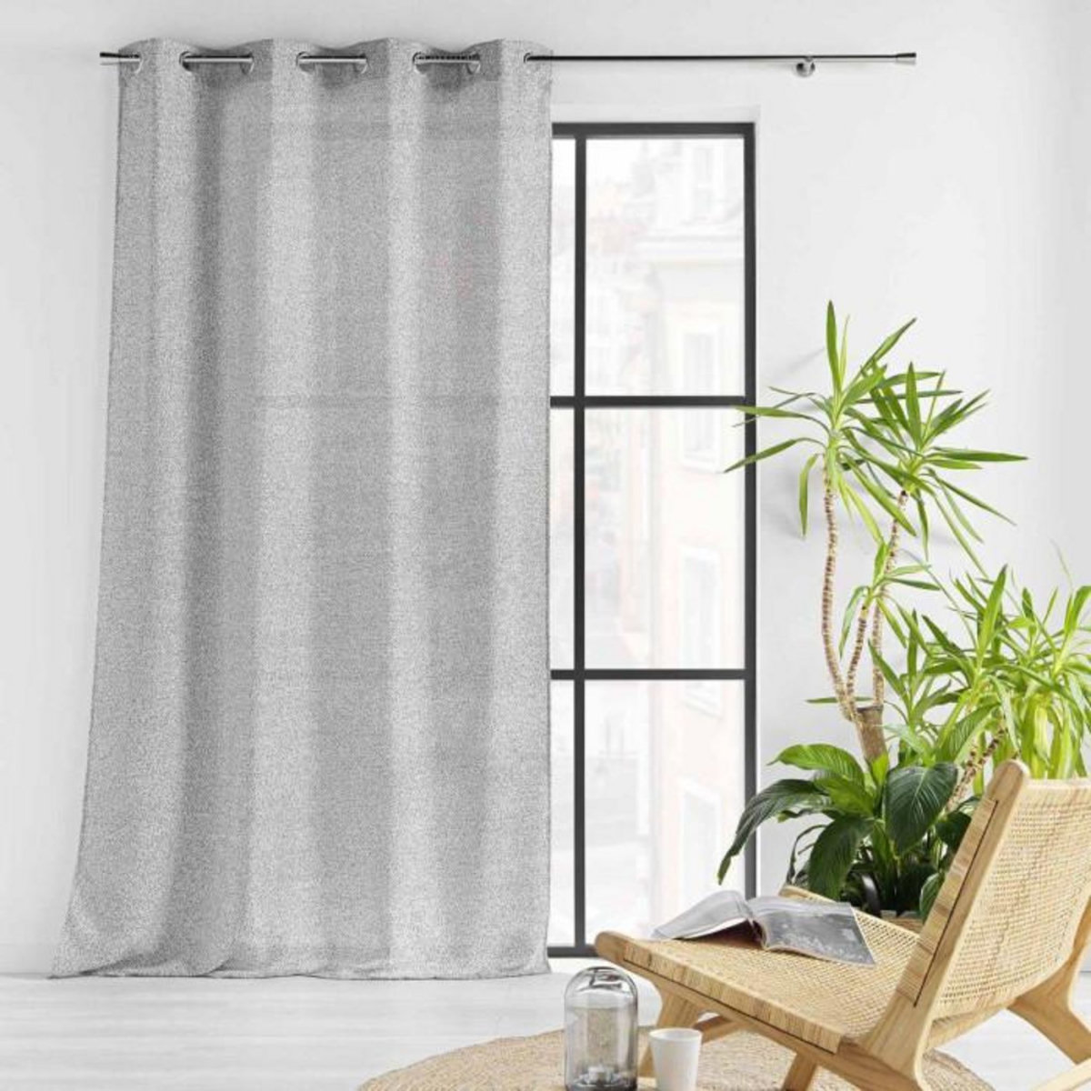 Paris Prix Rideau Voilage à Œillets  Loulaine  140x280cm Gris