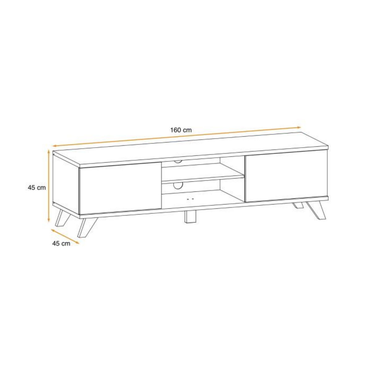 Paris Prix Meuble TV 2 Portes  Bogota  160cm Gris & Naturel