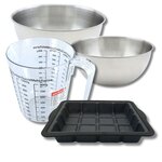ZENKER Set pâtisserie avec moule en forme de tablette de chocolat, 2 bols à mixer, verre mesureur et spatule Zenker