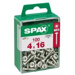CENTRALE BRICO Lot de 100 vis acier tête ronde pozidriv SPAX, Diam.4 mm x L.16 mm