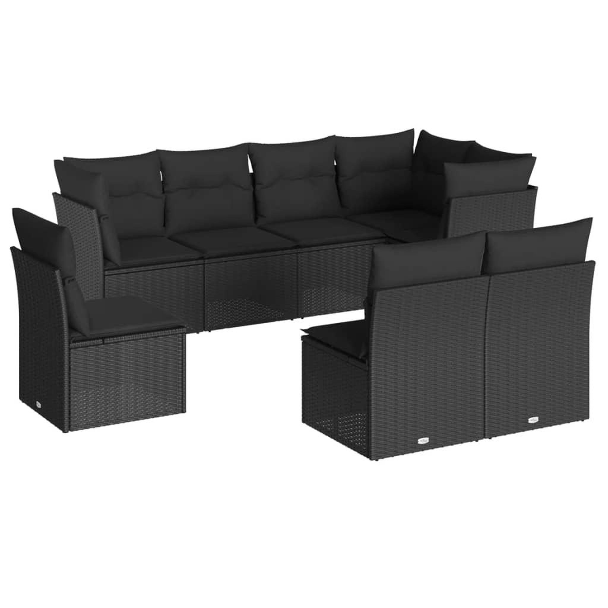 Voir la diapositive 2 : VIDAXL Salon de jardin 8 pcs avec coussins noir resine tressee