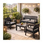 Voir la diapositive 4 : KZ GARDEN Salon de jardin Extérieur 4 personnes Gris Anthracite Canapé 2 places + 2 fauteuils + Table basse + 4 Coussins KZ GARDEN