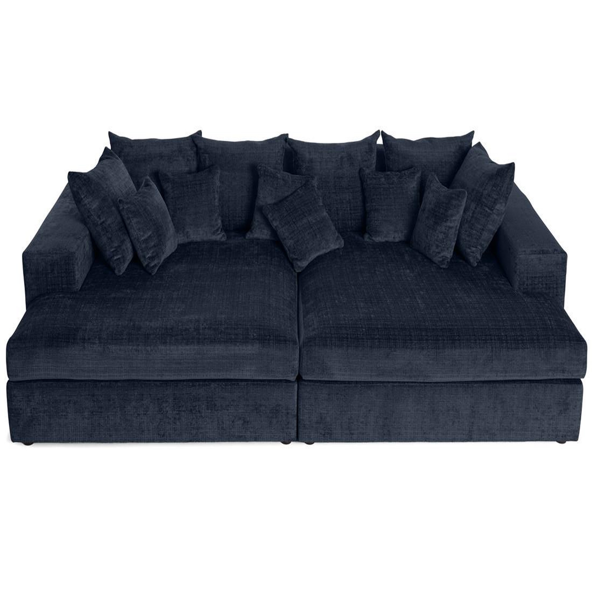 Voir la diapositive 2 : BEST MOBILIER Collins - canapé droit 4 places avec double méridienne - assise profonde - en velours texturé