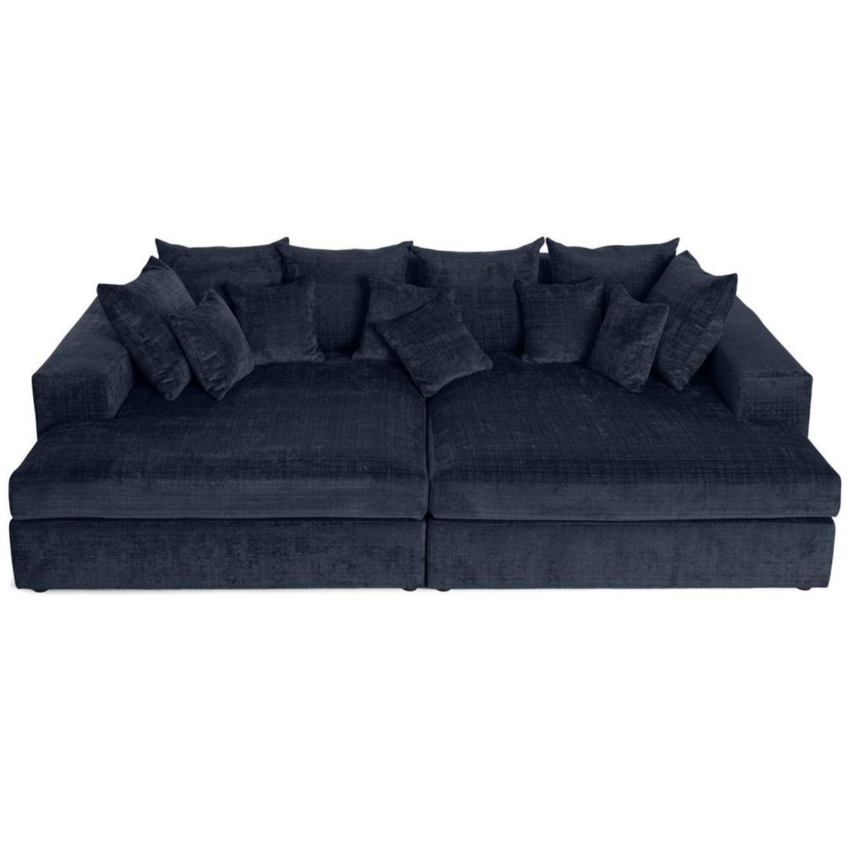 LISA DESIGN Collins - canapé droit 4 places avec double méridienne - assise profonde - en velours texturé