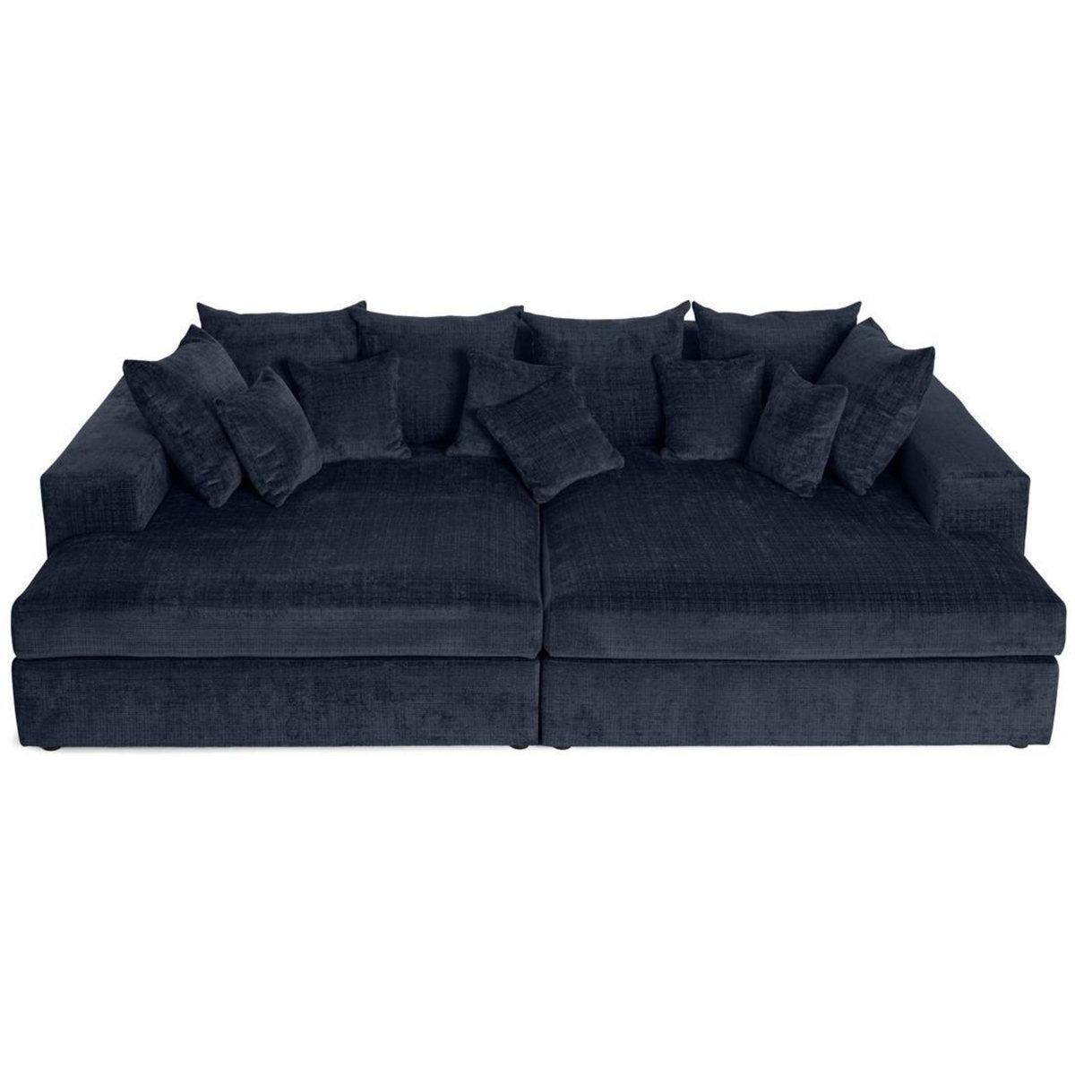 LISA DESIGN Collins - canapé droit 4 places avec double méridienne - assise profonde - en velours texturé