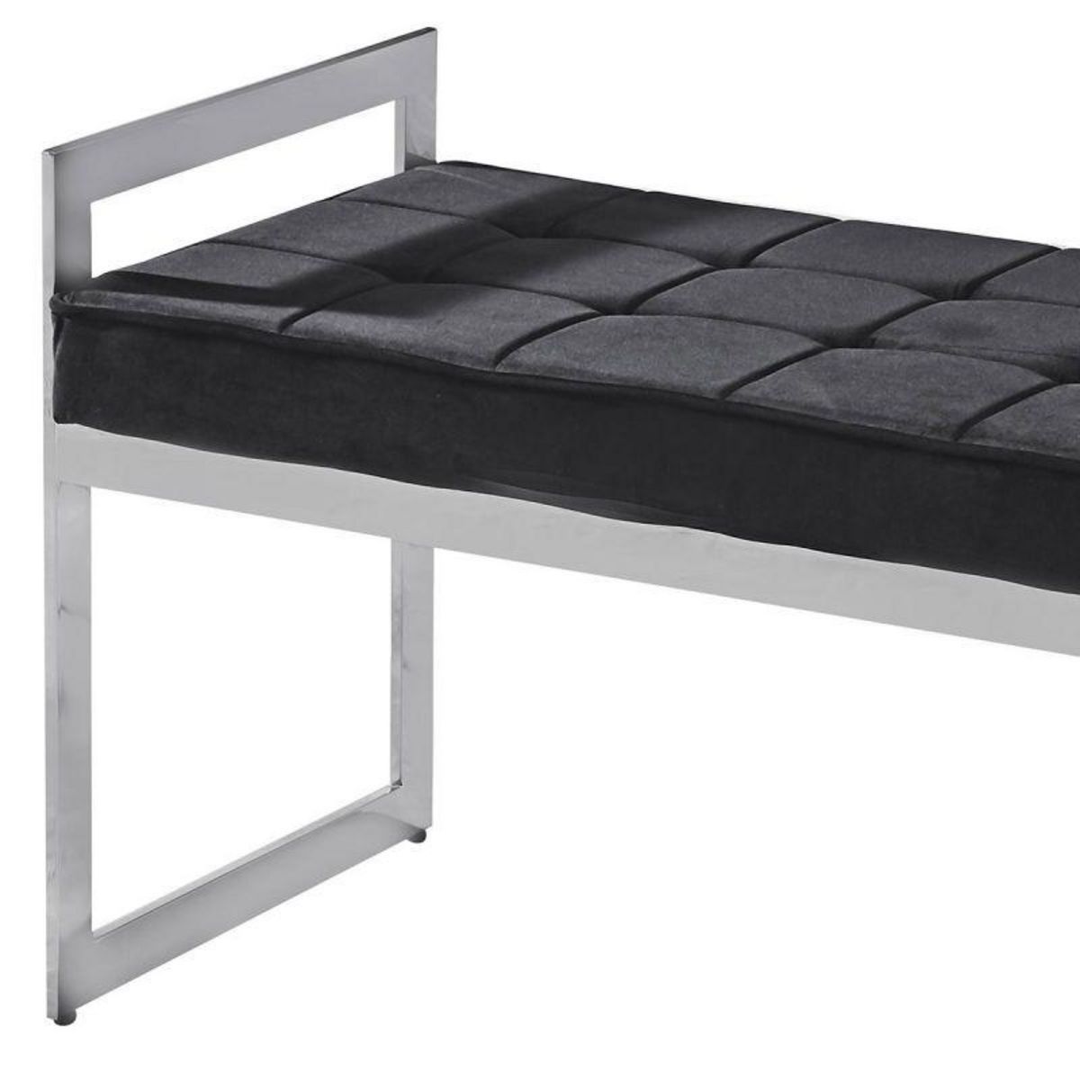 Paris Prix Banquette en Velours  Topez  94cm Noir & Argent