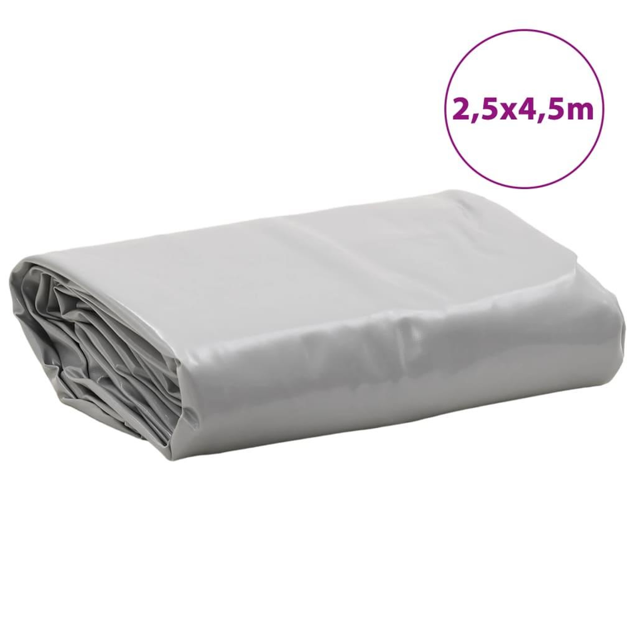 Voir la diapositive 6 : VIDAXL Bache gris 2,5x4,5 m 600 g/m²