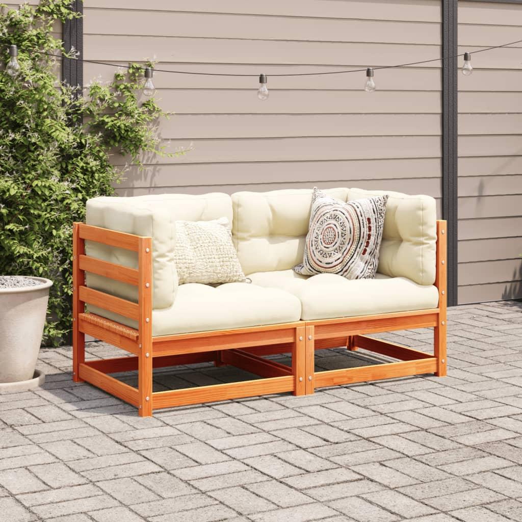 Voir la diapositive 3 : VIDAXL Salon de jardin 2 pcs avec coussins cire marron bois pin massif
