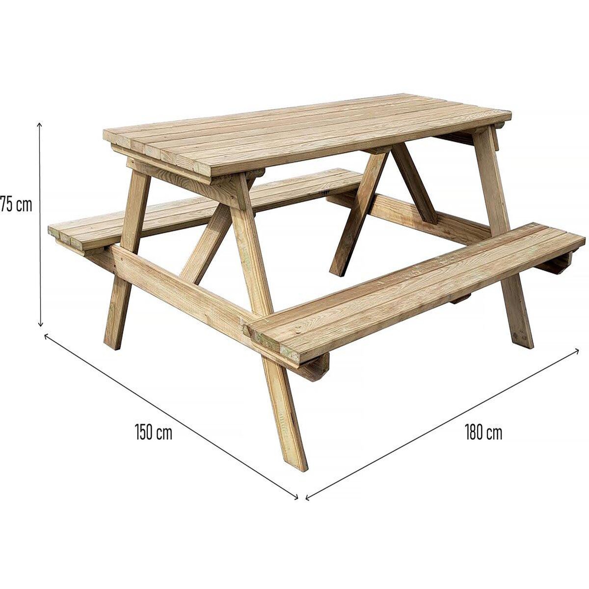 Voir la diapositive 2 : Habitat et Jardin Table adulte pique-nique  gardenia  - 180 x 150 x 75 cm - 6/8 personnes