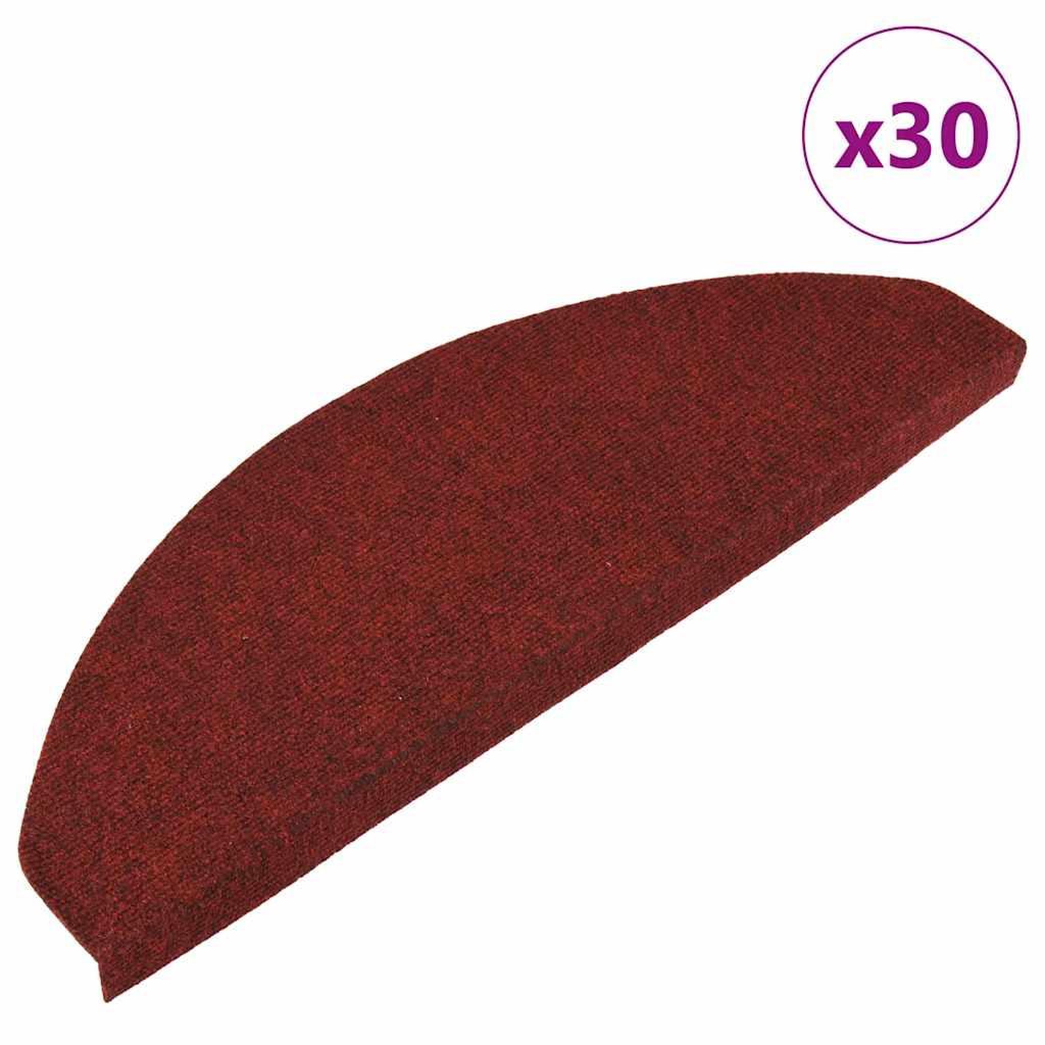 VIDAXL Tapis d'escalier auto-adhesifs 30 pcs rouge 65x22,5x3,5 cm