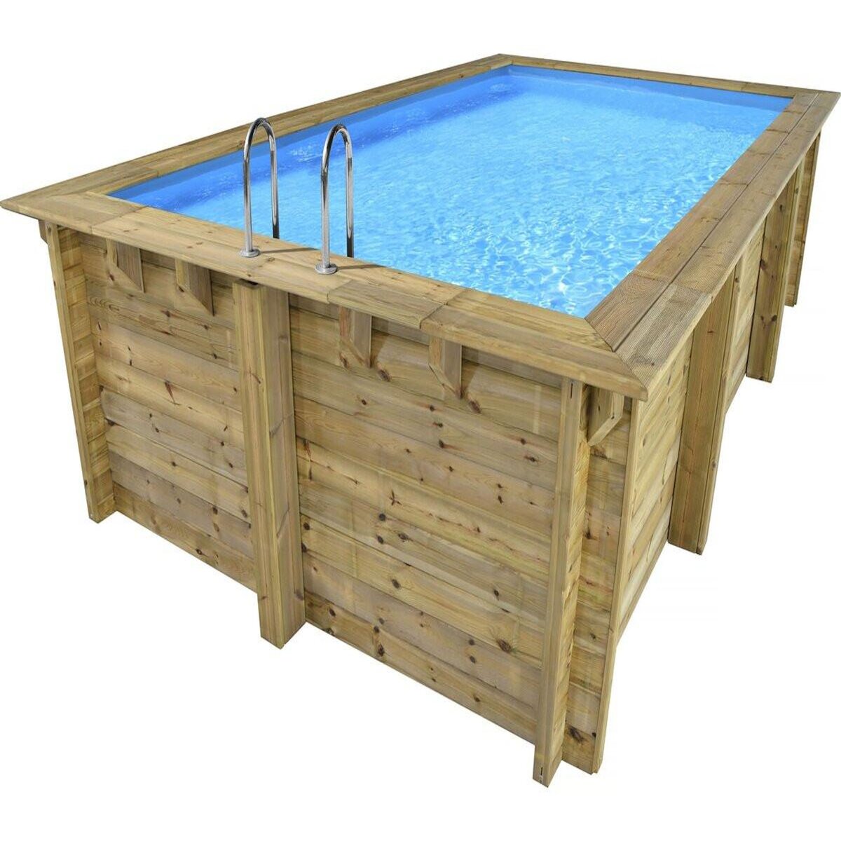 Habitat et Jardin Piscine bois rectangle   Aruba 120  - 5.00 x 3.00 x 1.24 m + Pompe à chaleur  3.5 kw/h - Hayward -  Micro  - Noir