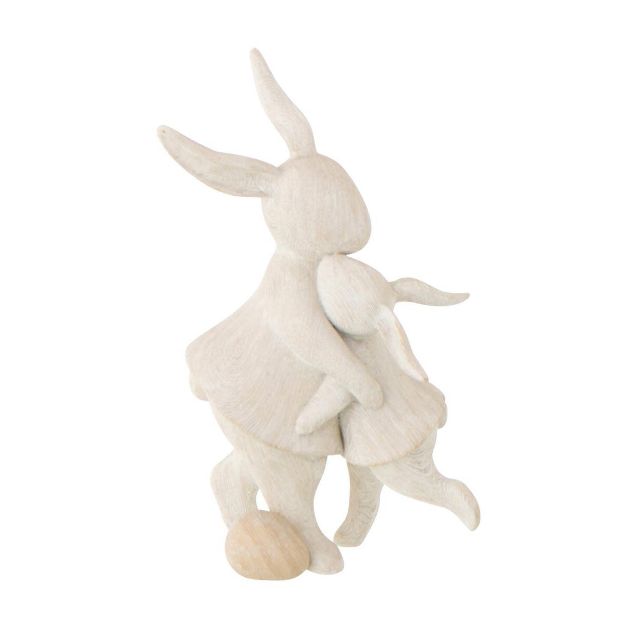J-LINE Statuette déco lapins  câlin  18cm beige
