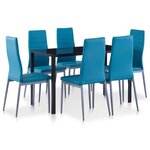 VIDAXL Ensemble a dîner 7 pcs Bleu