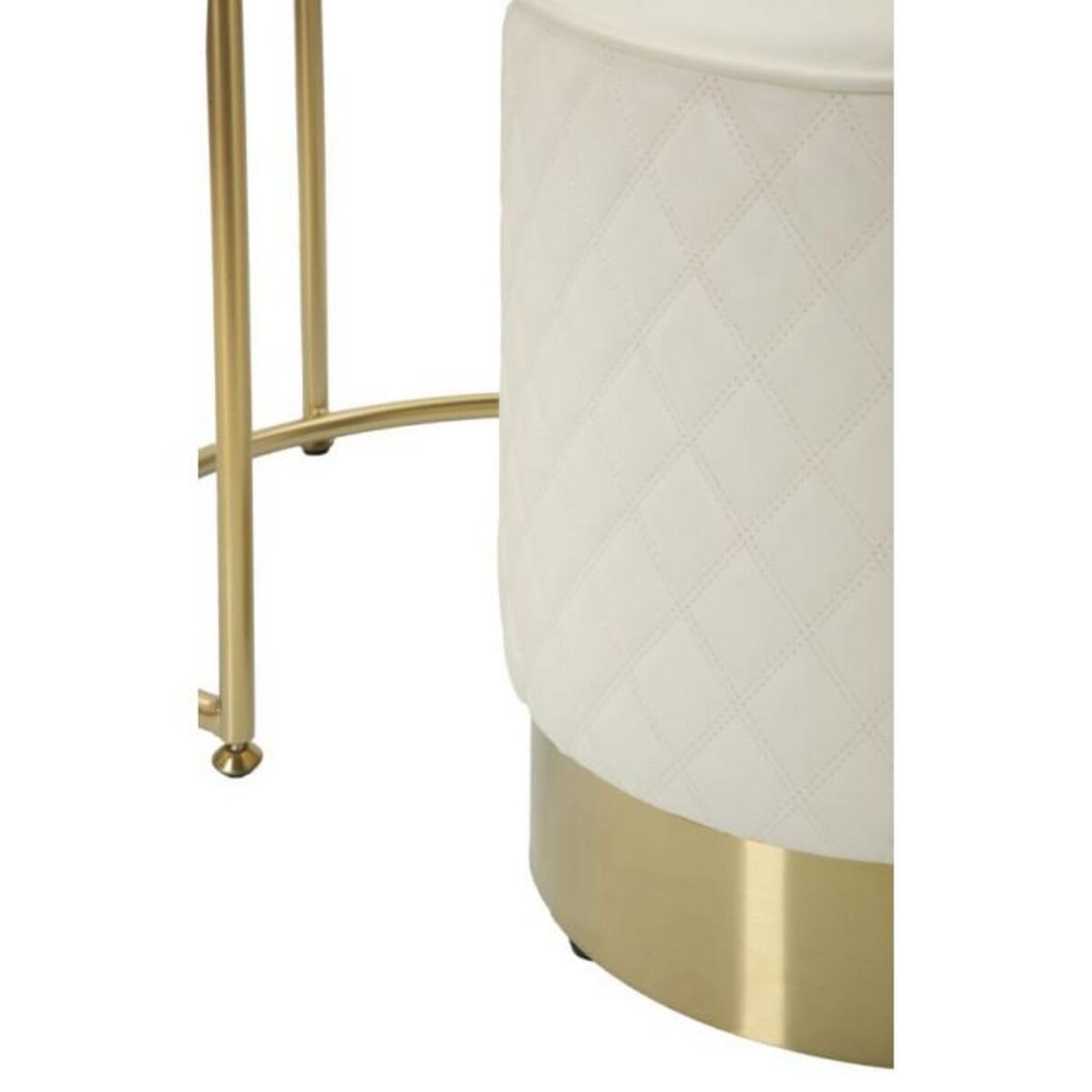 Paris Prix Table de Chevet Avec Pouf  Sharon  70cm Blanc & Or