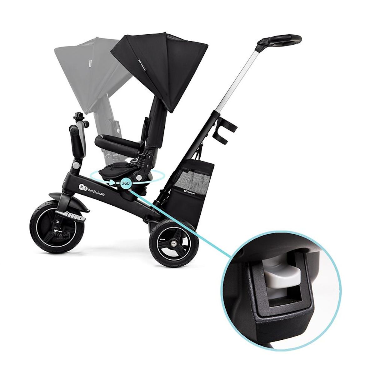 KINDERKRAFT Tricycle modulaire avec siège rotatif et harnais de sécurité