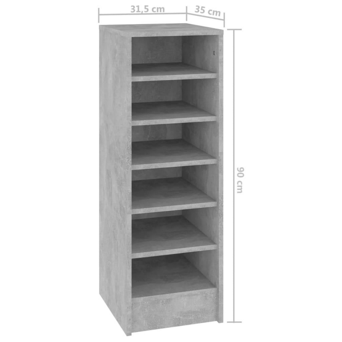 VIDAXL Armoire a chaussures Gris beton 31,5x35x90 cm Bois d'ingenierie