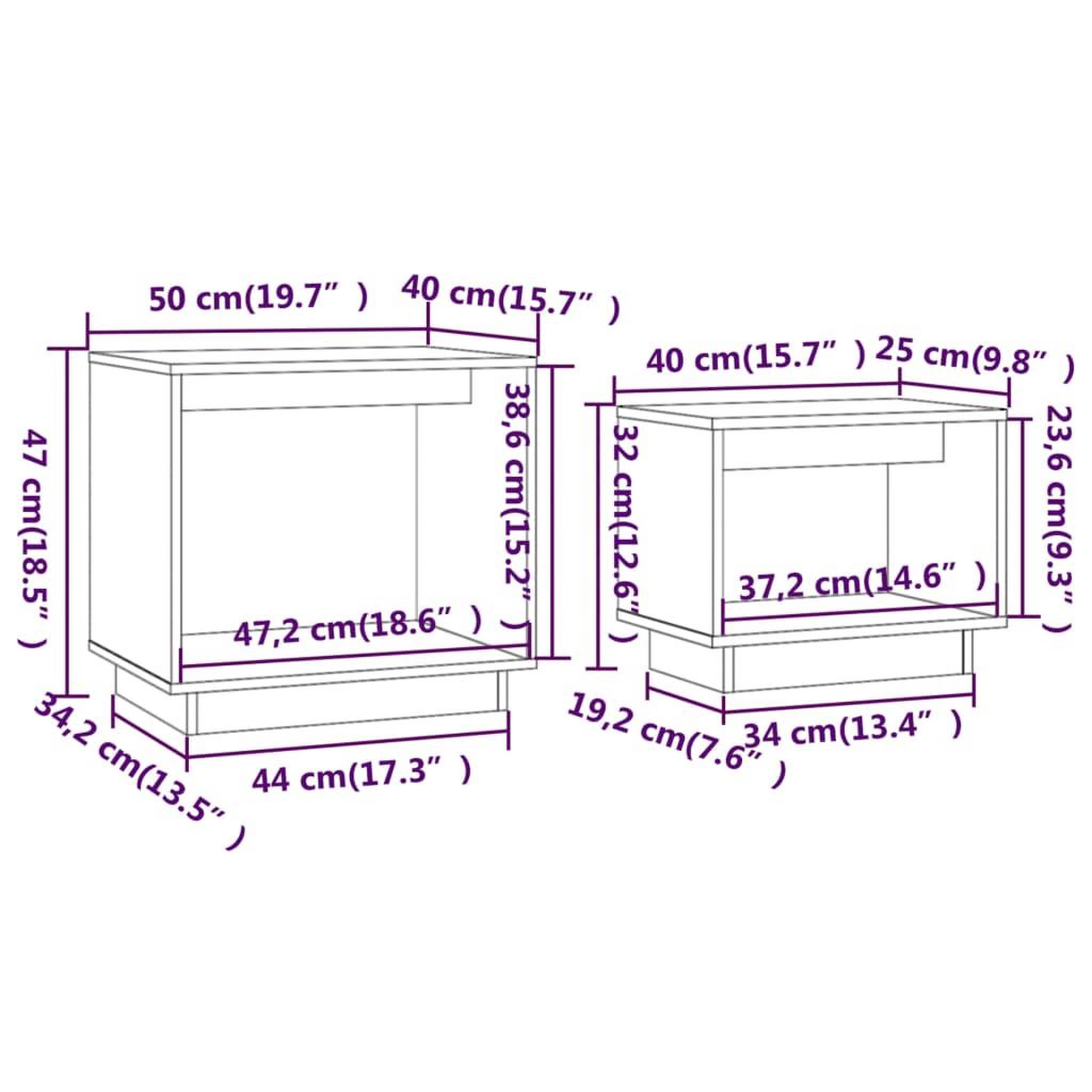 Voir la diapositive 6 : VIDAXL Tables basses gigognes 2 pcs Bois de pin massif
