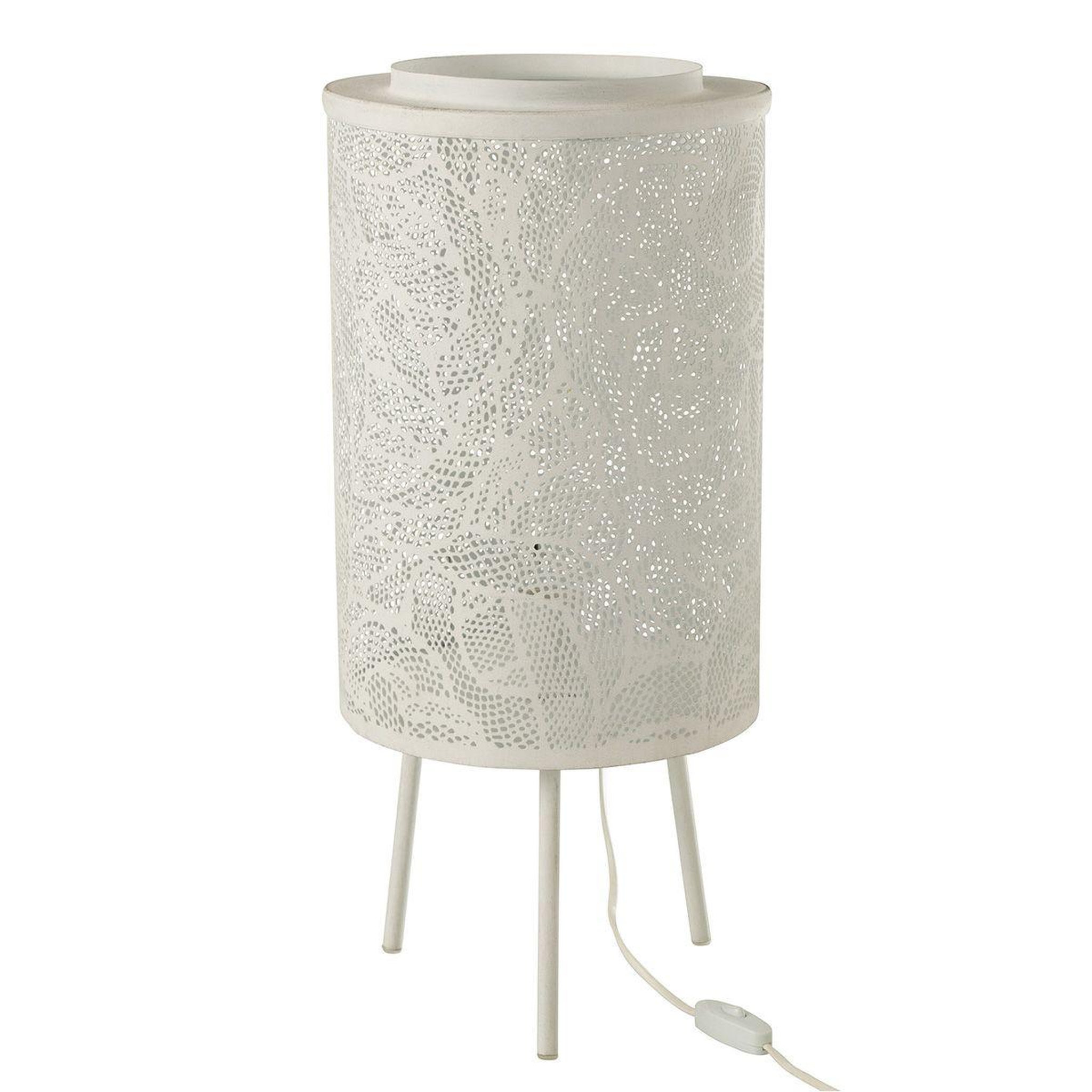 Voir la diapositive 1 : J-LINE Lampe à poser en métal  perforée  65cm blanc