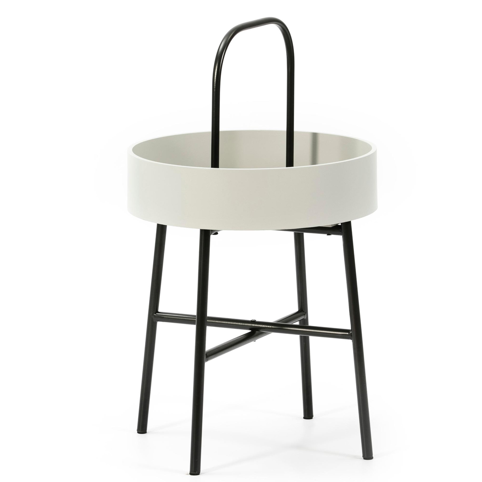 VS VENTA-STOCK Table auxiliaire Jaipur avec Plateau en MDF Gris et Structure métallique en Noir Mat