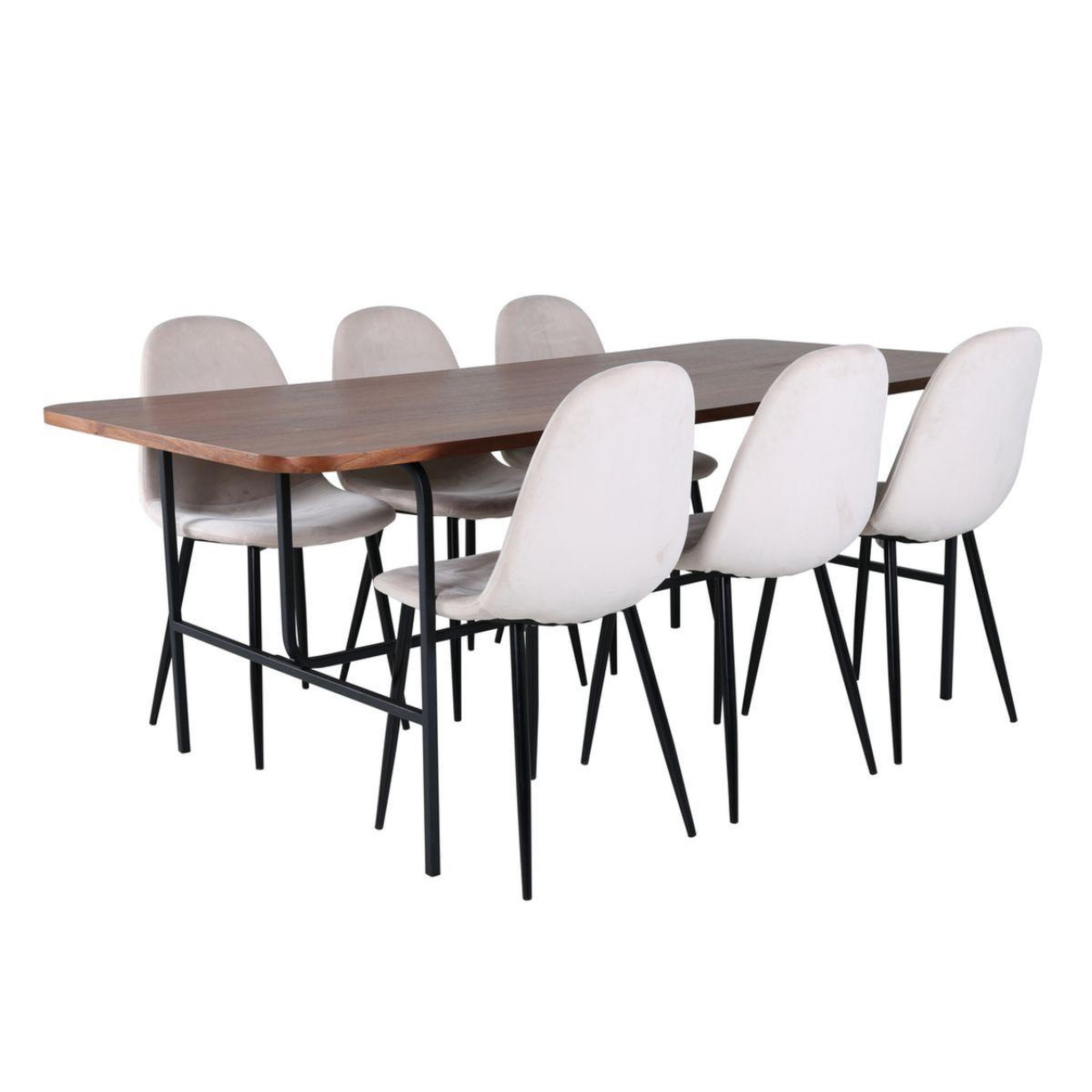 Paris Prix Ensemble table à manger & 6 chaises  uno & polar  200cm beige & marron