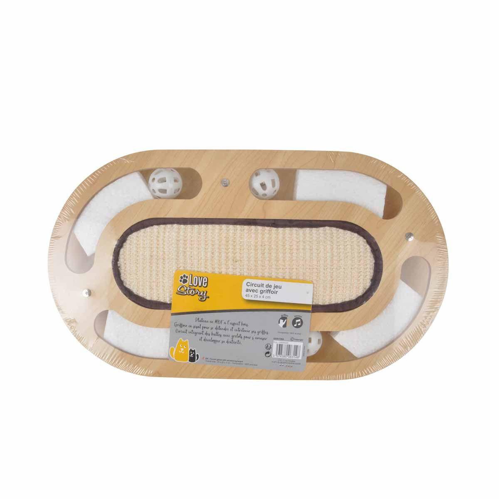 Voir la diapositive 2 : HOMEA Jeu Interactif pour Chat  Griffoir & Tunnel  45cm Naturel