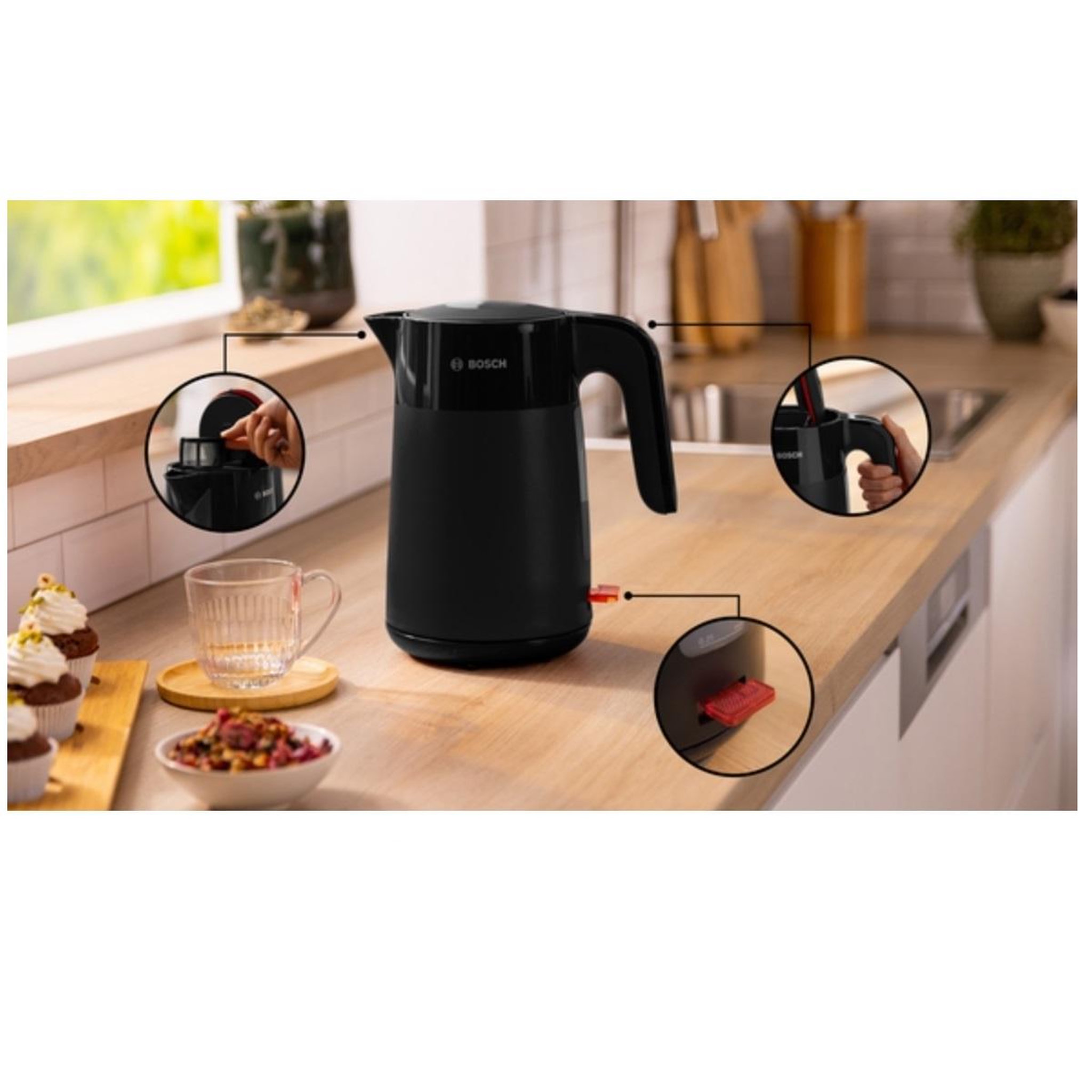 Voir la diapositive 2 : BOSCH Bouilloire électrique 1.7l 2400w noir - twk2m163