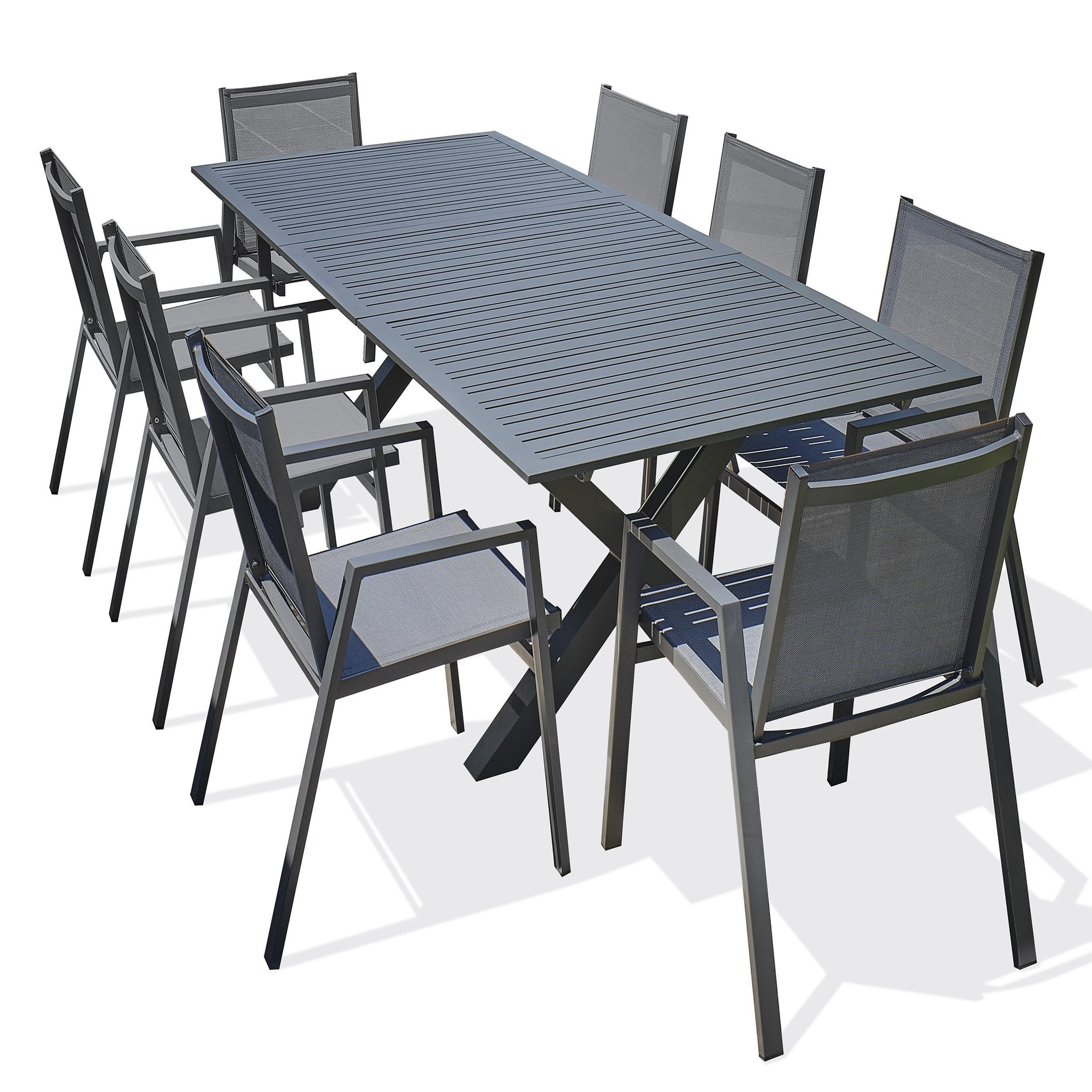 Voir la diapositive 1 : DCB GARDEN Ensemble repas de jardin 6 places en aluminium