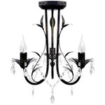 VIDAXL Lustre metal noir style art nouveau + perles crystal 3 x E14 Ampoules