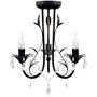 Voir la diapositive 1 : VIDAXL Lustre metal noir style art nouveau + perles crystal 3 x E14 Ampoules