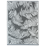 ID MARKET Tapis extérieur COCO tropical gris et blanc 160 x 260 CM