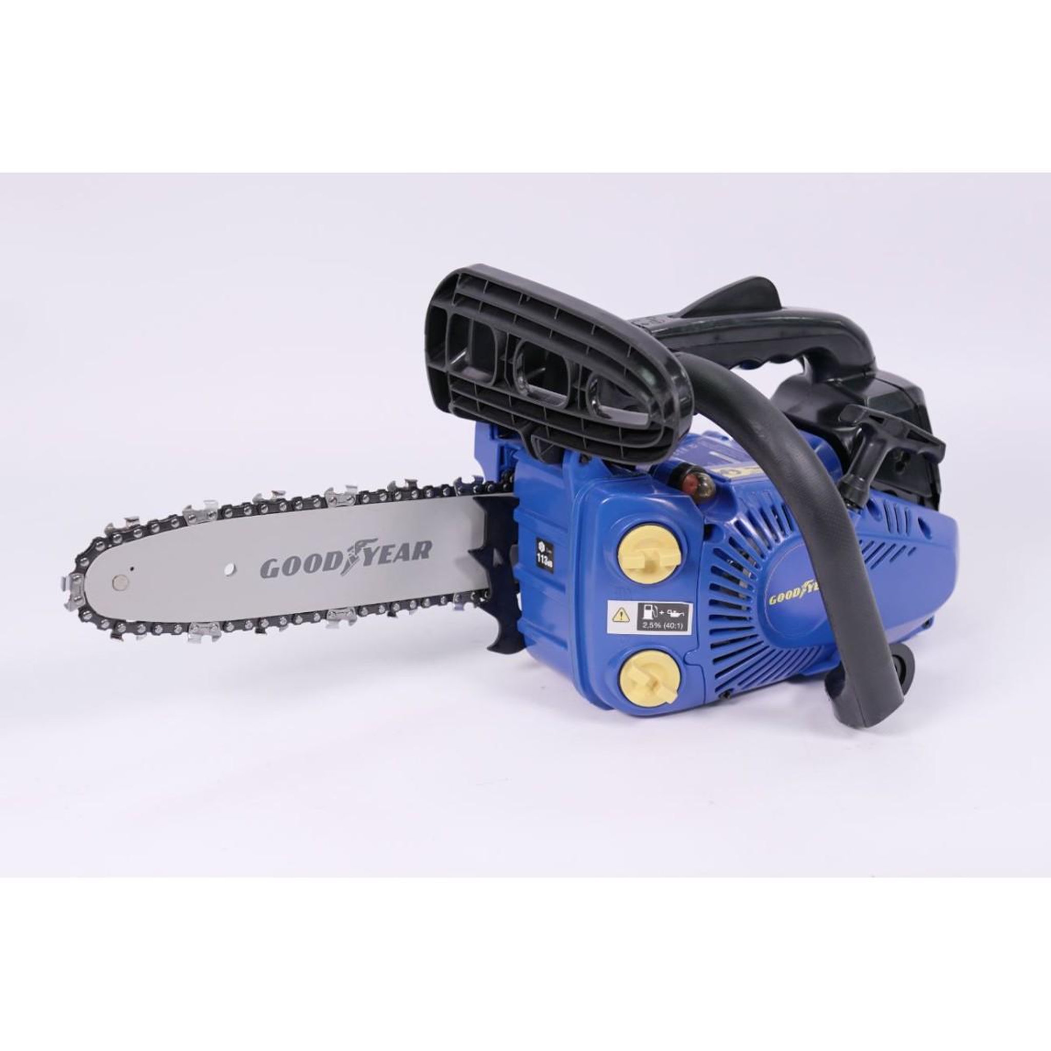 Voir la diapositive 6 : GOODYEAR Tronçonneuse Elagueuse thermique Lame 25cm système anti vibrations Moteur 2T 25Cm3 GOODYEAR