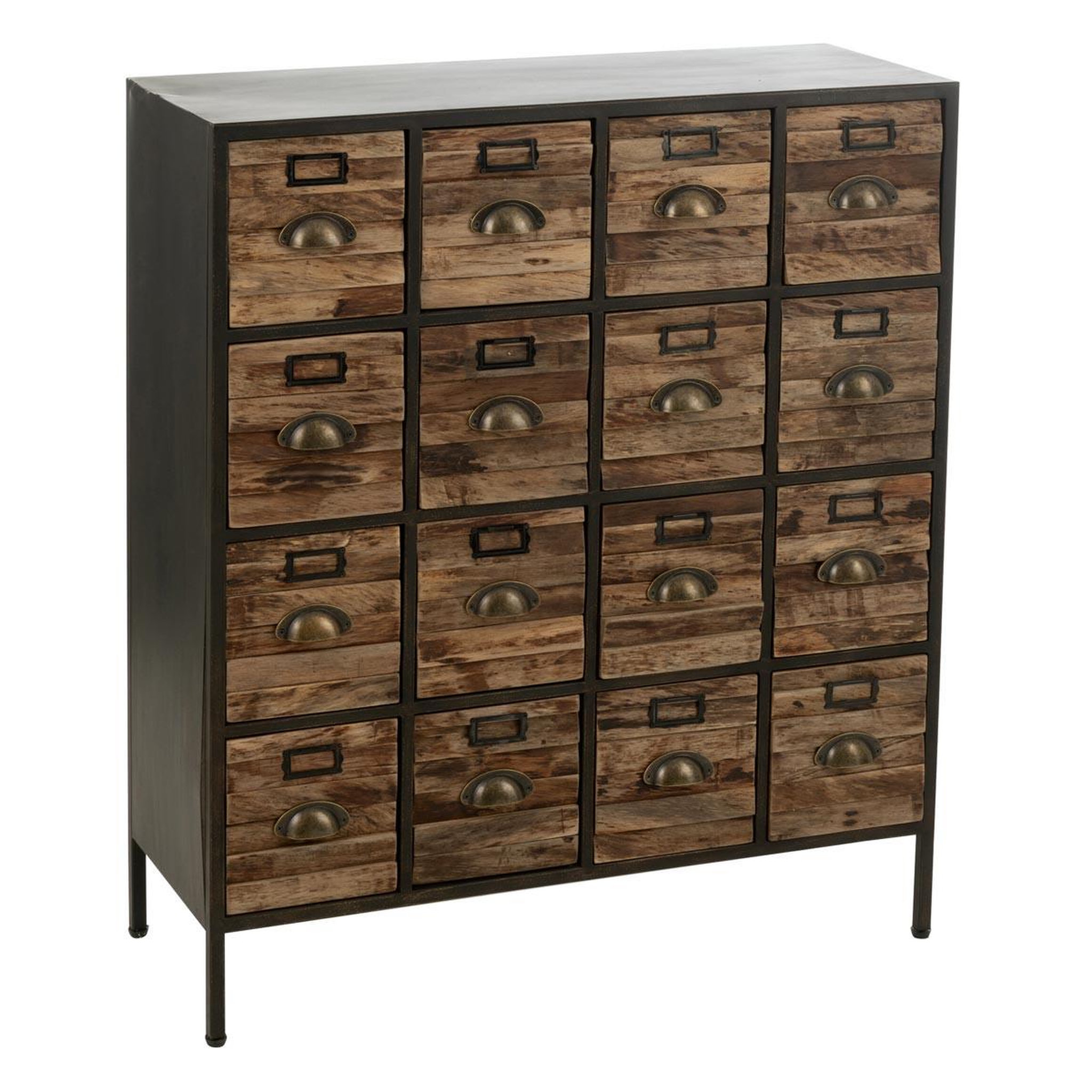 J-LINE Meuble de Rangement 16 Tiroirs  Damian  92cm Marron