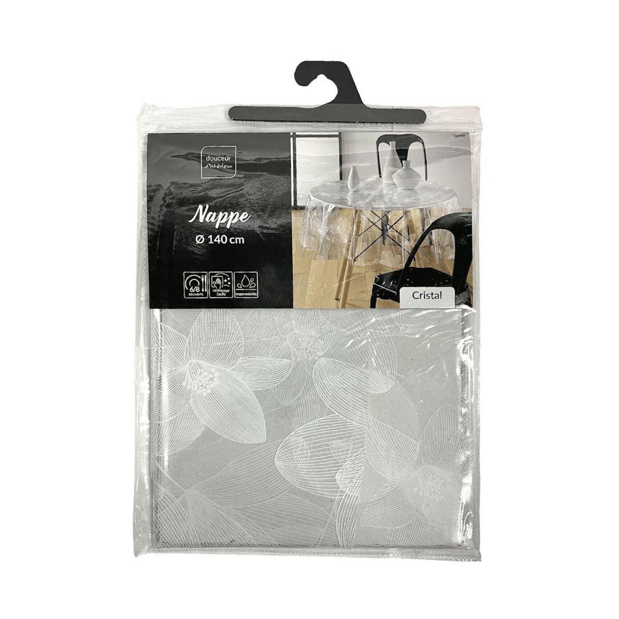 Voir la diapositive 2 : Douceur d'Intérieur Nappe toile cirée ronde  danela  140cm blanc