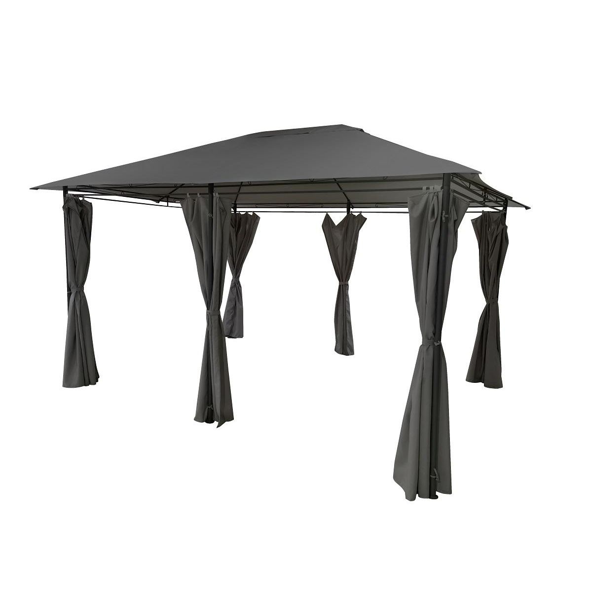 GARDENSTAR Tonnelle de jardin avec rideaux - Acier et polyester - 402x301.5x263cm - Gris