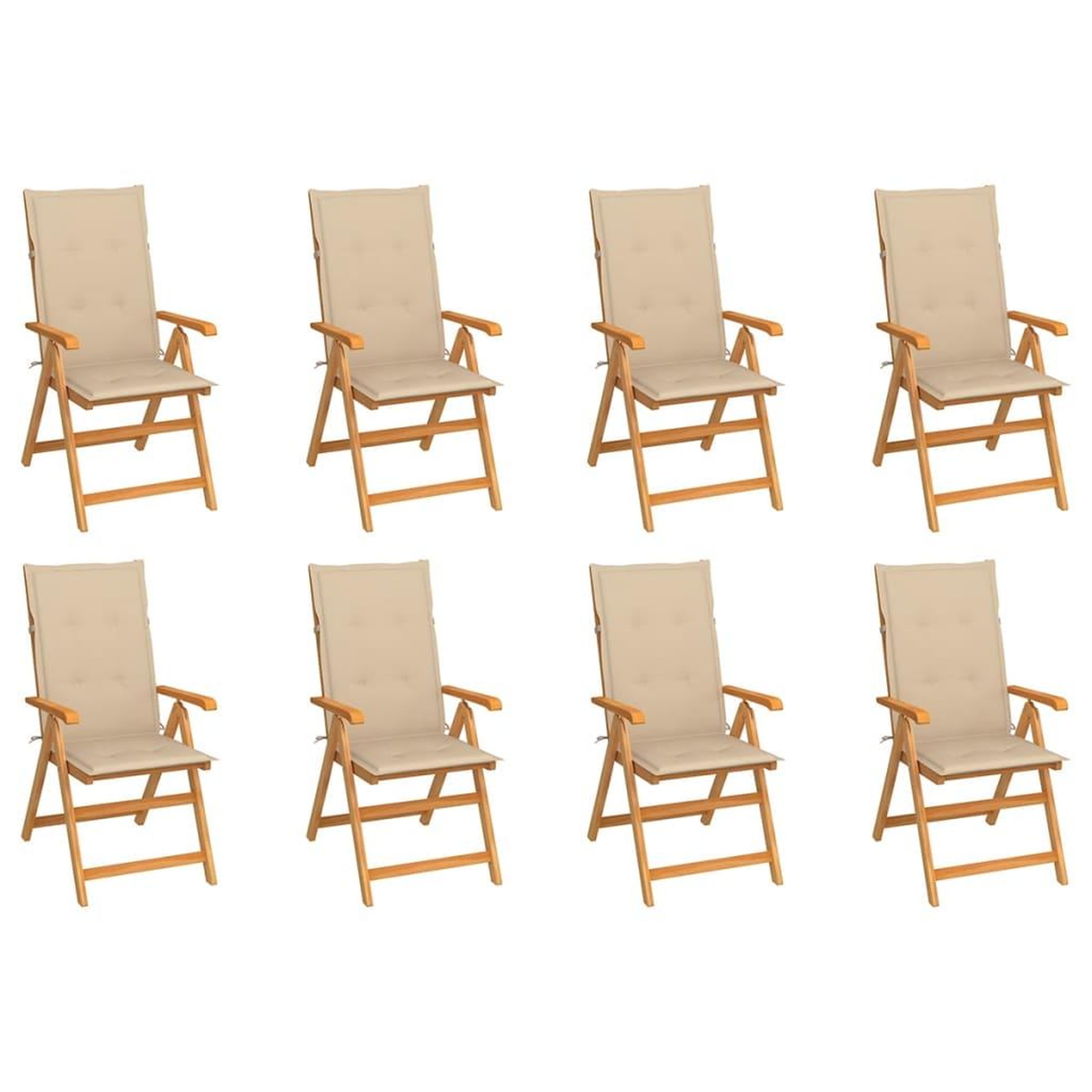 VIDAXL Chaises inclinables de jardin et coussins lot de 8 Teck solide