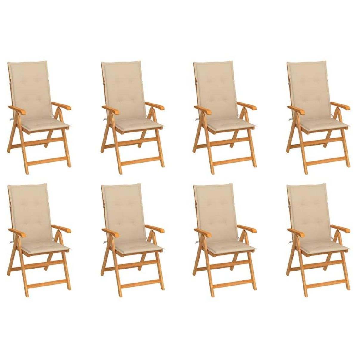 VIDAXL Chaises inclinables de jardin et coussins lot de 8 Teck solide