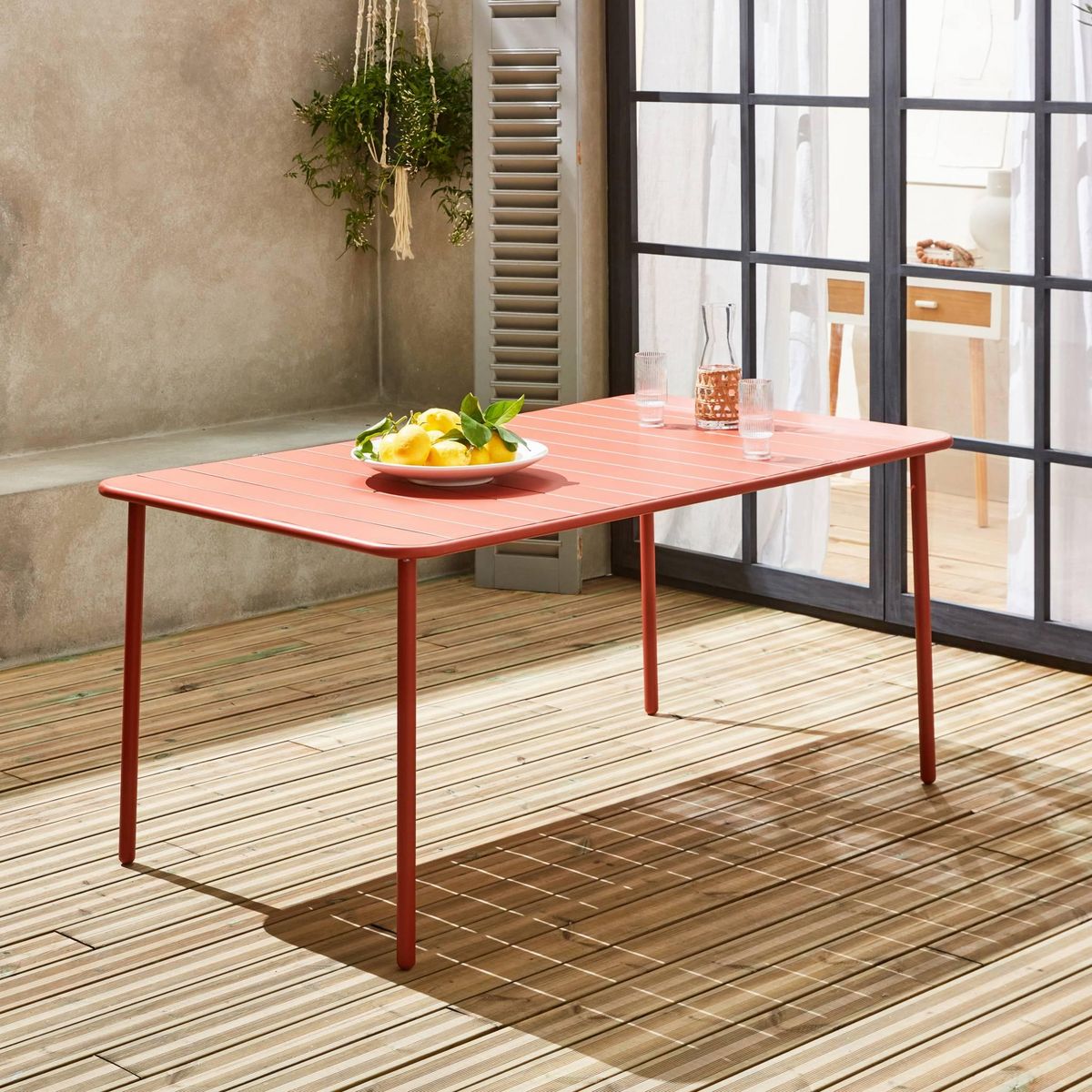 SWEEEK Table de jardin métal 6-8 places, Amelia 160x90xH72.5cm