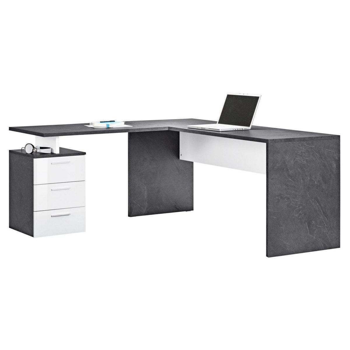 Bureau d'angle droit 3 tiroirs 180 cm VASTO