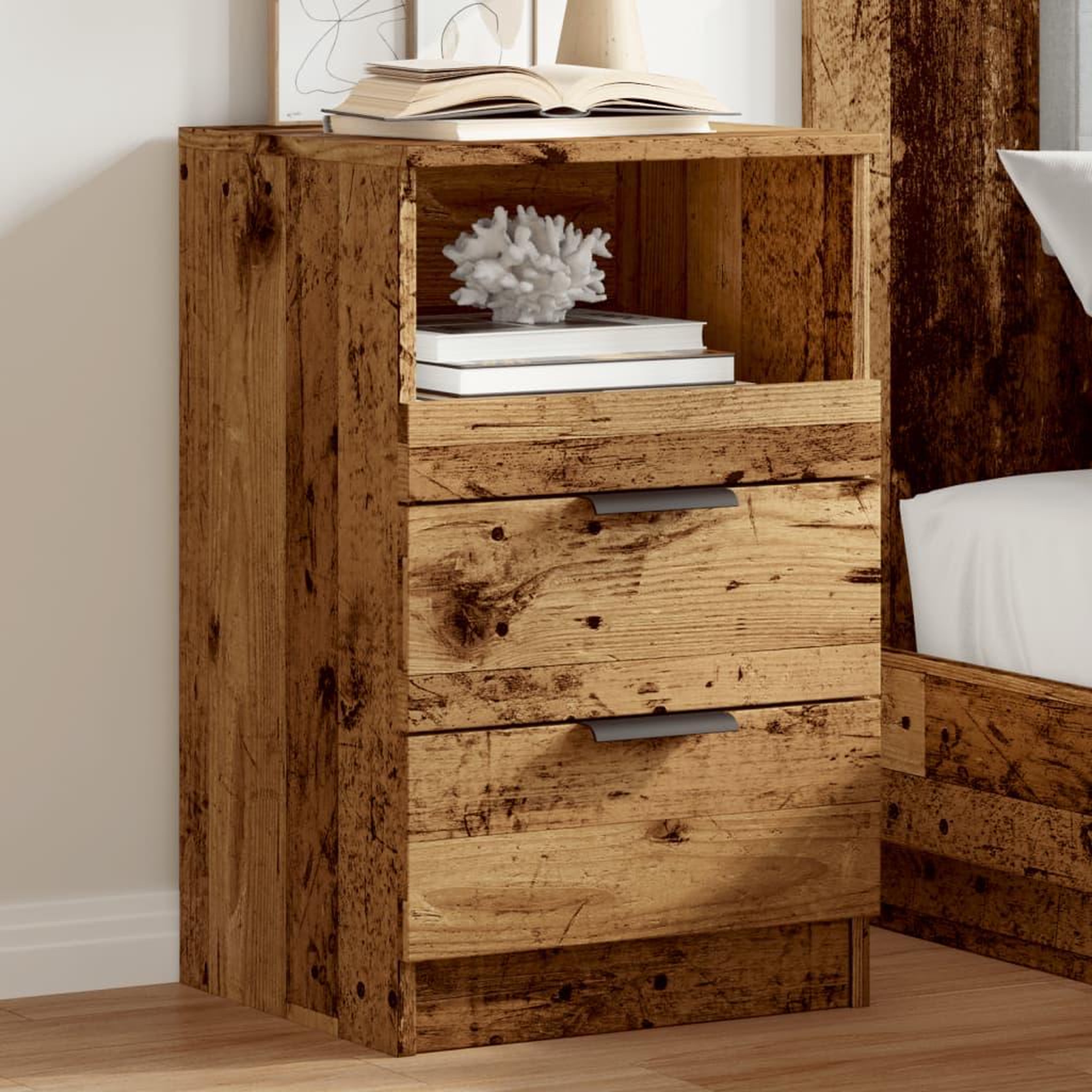 Voir la diapositive 3 : VIDAXL Table de chevet vieux bois 40x36x65 cm bois d'ingenierie