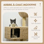 Voir la diapositive 4 : PAWHUT Arbre à chat style cosy chic griffoirs sisal naturel équipement multiple peluche jacinthe d'eau beige