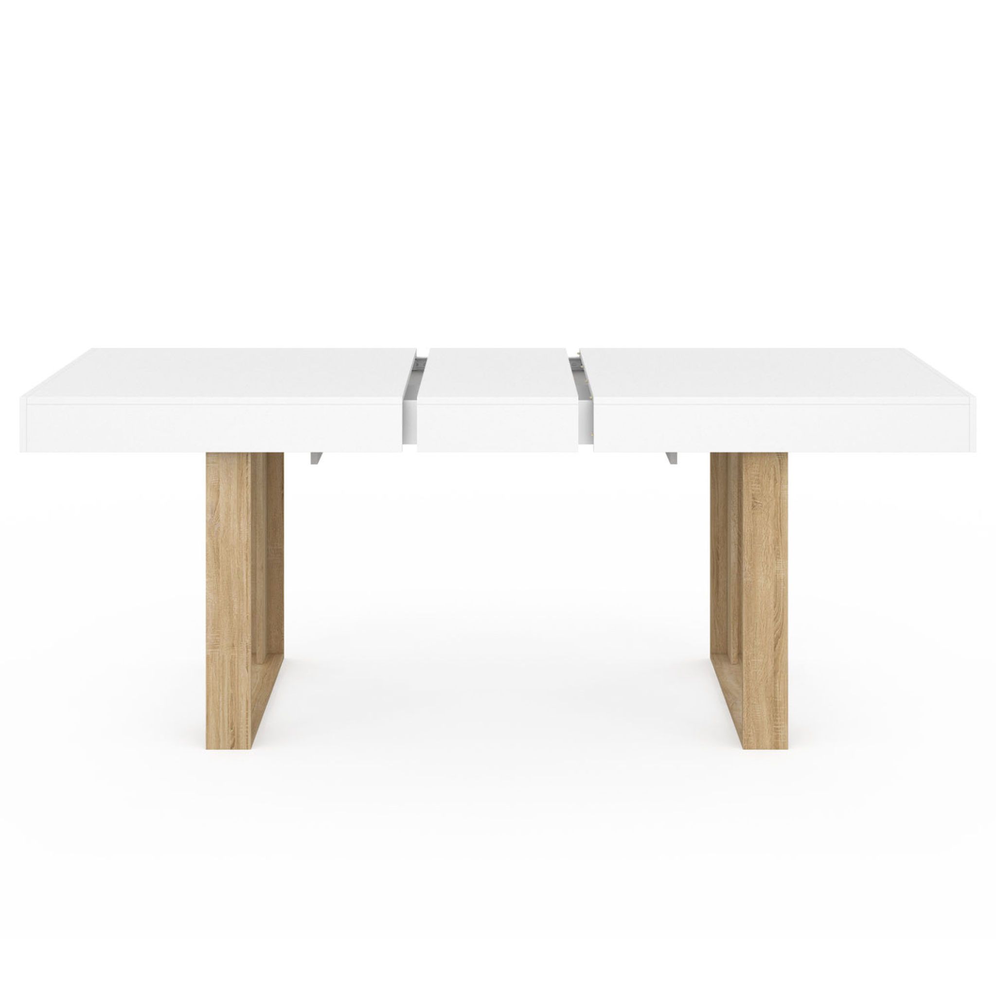 Voir la diapositive 3 : ID MARKET Table à manger extensible rectangle phoenix 4-8 personnes blanc pieds bois 160-200 cm