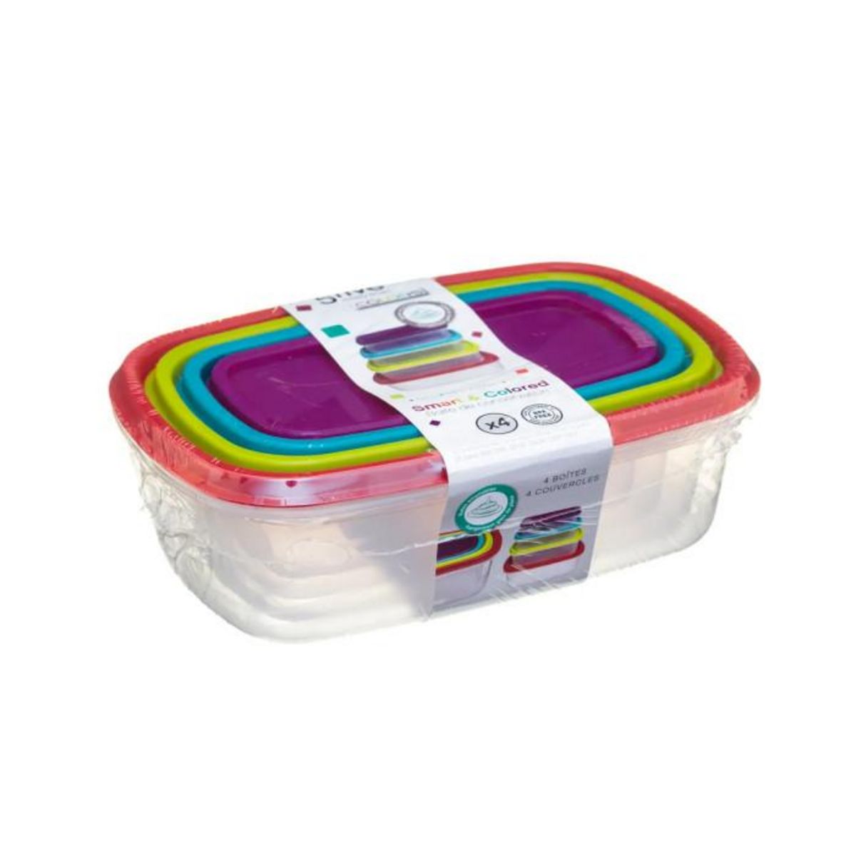 FIVE Lot de 4 Boîtes de Conservation  Colors  20cm Multicolore