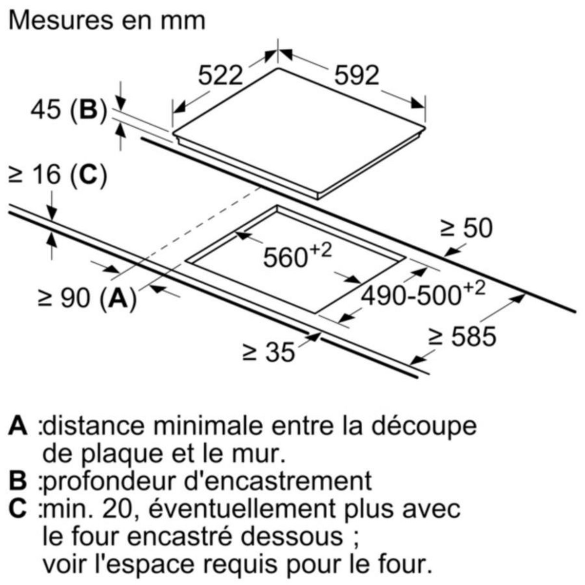 Siemens Table de cuisson vitrocéramique 60cm 4 feux 6600w noir - ET61RBEB8E