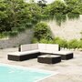 VIDAXL Salon de jardin avec coussins 6 pcs resine tressee noir