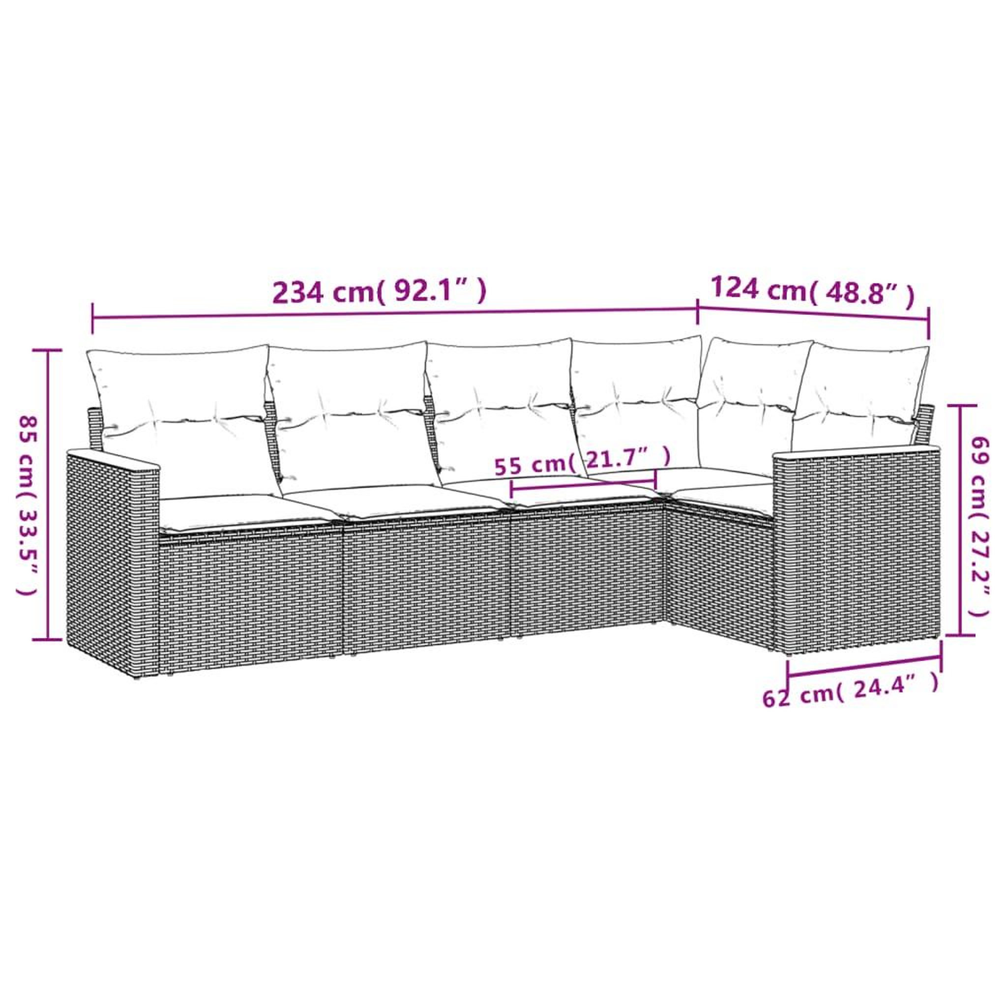 Voir la diapositive 3 : VIDAXL Salon de jardin avec coussins 5 pcs beige resine tressee
