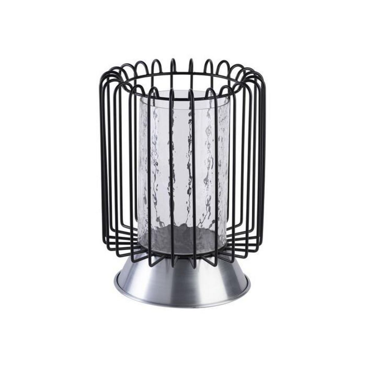 Paris Prix Bougeoir Rond Déco  Malibu  31cm Noir & Argent