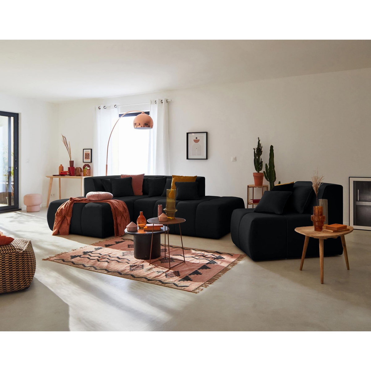 LISA DESIGN Caracas - canapé modulable d'angle gauche - 5 places - en tissu